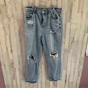 PacSun Mom Jean Distressed Busted Knee Button Fly